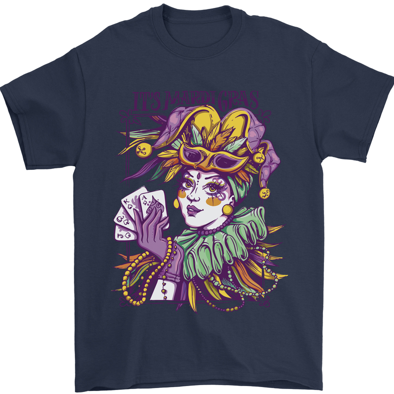 Carnival Its Mardi Gras Mens T-Shirt 100% Cotton Navy Blue