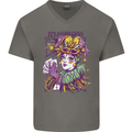 Carnival Its Mardi Gras Mens V-Neck Cotton T-Shirt Charcoal