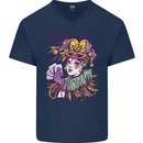 Carnival Its Mardi Gras Mens V-Neck Cotton T-Shirt Navy Blue