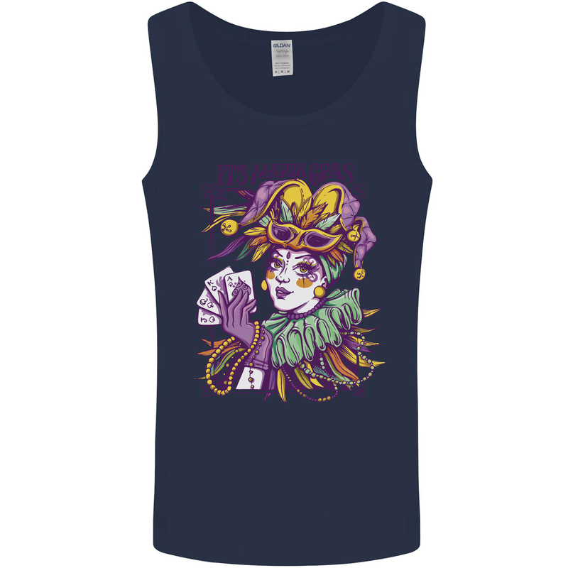 Carnival Its Mardi Gras Mens Vest Tank Top Navy Blue