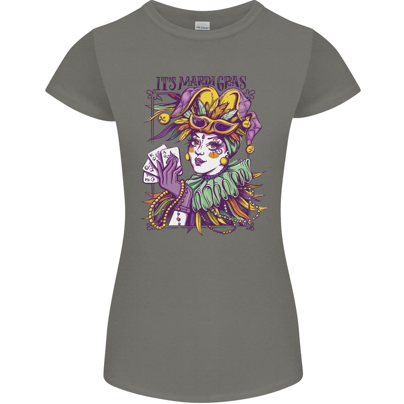 Carnival Its Mardi Gras Womens Petite Cut T-Shirt Charcoal