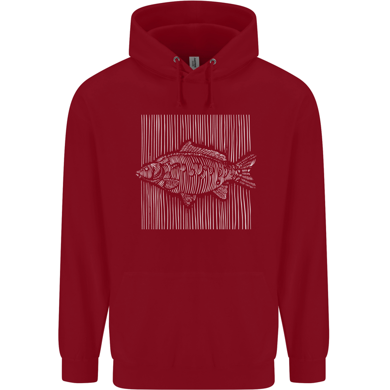 Carp Lines Fishing Fisherman Fish Angling Childrens Kids Hoodie Red