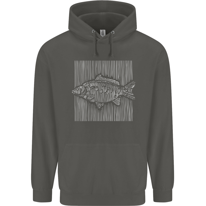 Carp Lines Fishing Fisherman Fish Angling Childrens Kids Hoodie Storm Grey