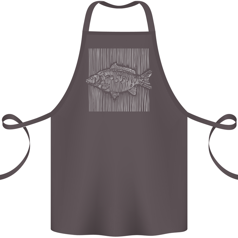 Carp Lines Fishing Fisherman Fish Angling Cotton Apron 100% Organic Dark Grey