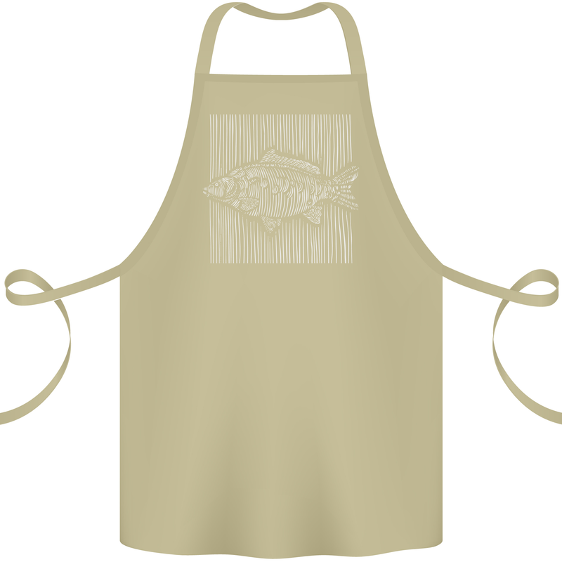 Carp Lines Fishing Fisherman Fish Angling Cotton Apron 100% Organic Khaki