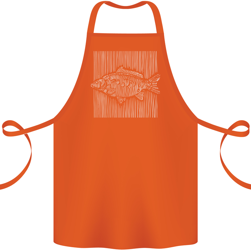 Carp Lines Fishing Fisherman Fish Angling Cotton Apron 100% Organic Orange