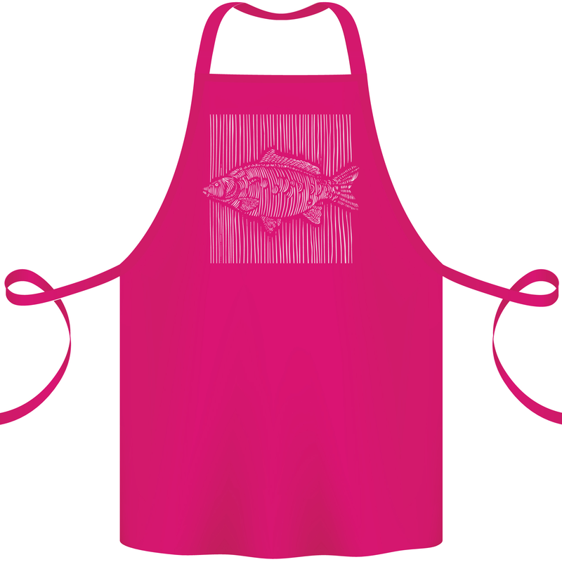 Carp Lines Fishing Fisherman Fish Angling Cotton Apron 100% Organic Pink