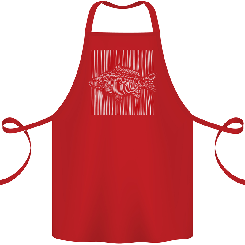 Carp Lines Fishing Fisherman Fish Angling Cotton Apron 100% Organic Red