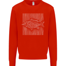 Carp Lines Fishing Fisherman Fish Angling Kids Sweatshirt Jumper Bright Red