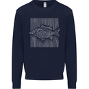 Carp Lines Fishing Fisherman Fish Angling Kids Sweatshirt Jumper Navy Blue