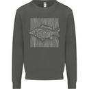 Carp Lines Fishing Fisherman Fish Angling Kids Sweatshirt Jumper Storm Grey