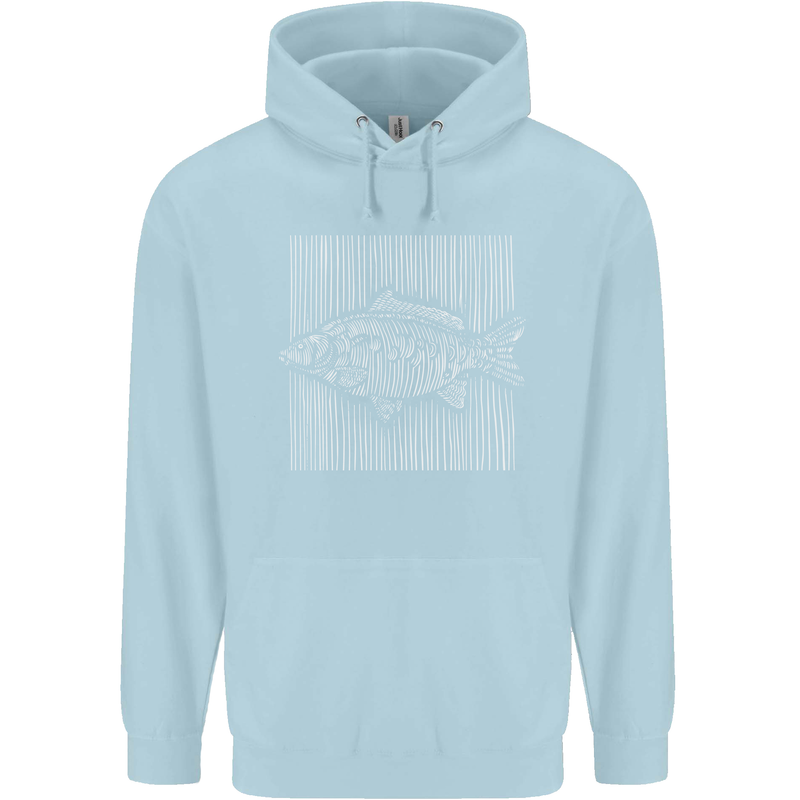 Carp Lines Fishing Fisherman Fish Angling Mens 80% Cotton Hoodie Light Blue