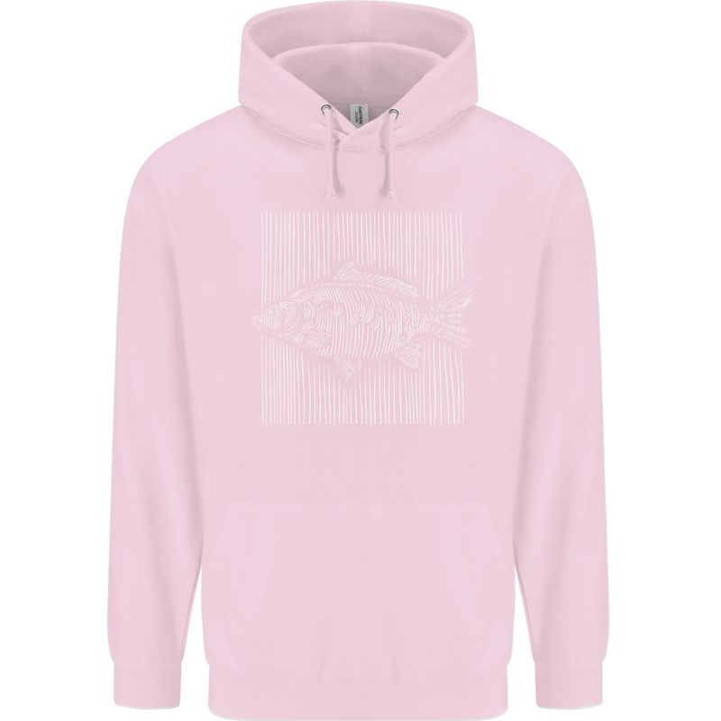 Carp Lines Fishing Fisherman Fish Angling Mens 80% Cotton Hoodie Light Pink