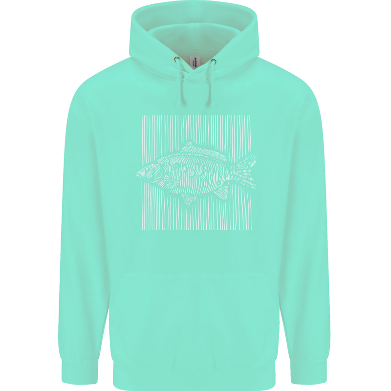 Carp Lines Fishing Fisherman Fish Angling Mens 80% Cotton Hoodie Peppermint