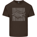 Carp Lines Fishing Fisherman Fish Angling Mens Cotton T-Shirt Tee Top Dark Chocolate