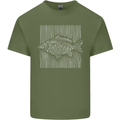 Carp Lines Fishing Fisherman Fish Angling Mens Cotton T-Shirt Tee Top Military Green