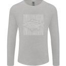 Carp Lines Fishing Fisherman Fish Angling Mens Long Sleeve T-Shirt Sports Grey