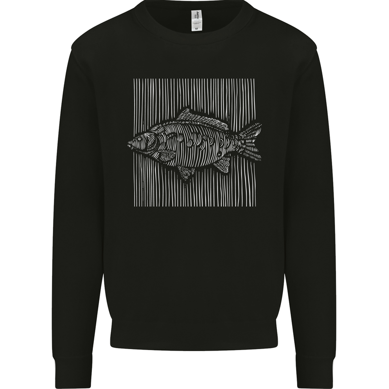 Carp Lines Fishing Fisherman Fish Angling Mens Sweatshirt Jumper Black