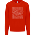 Carp Lines Fishing Fisherman Fish Angling Mens Sweatshirt Jumper Bright Red