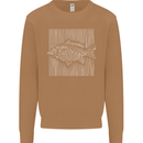 Carp Lines Fishing Fisherman Fish Angling Mens Sweatshirt Jumper Caramel Latte