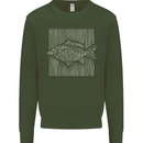 Carp Lines Fishing Fisherman Fish Angling Mens Sweatshirt Jumper Forest Green