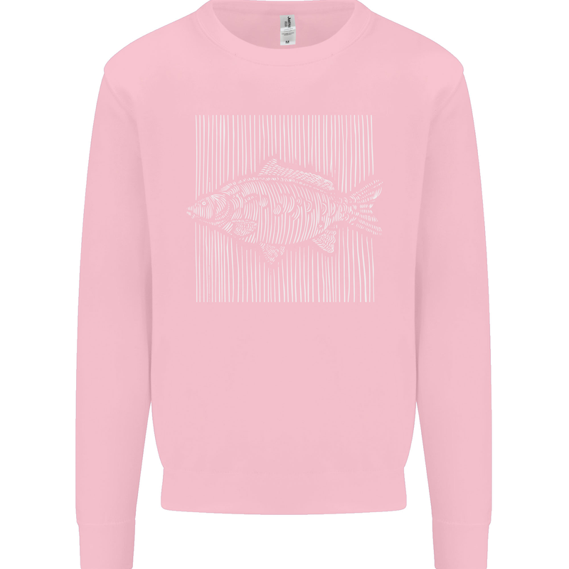 Carp Lines Fishing Fisherman Fish Angling Mens Sweatshirt Jumper Light Pink