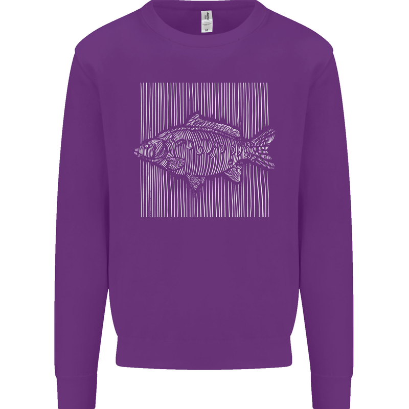 Carp Lines Fishing Fisherman Fish Angling Mens Sweatshirt Jumper Purple
