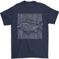 Carp Lines Fishing Fisherman Fish Angling Mens T-Shirt Cotton Gildan Navy Blue