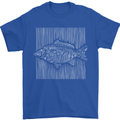 Carp Lines Fishing Fisherman Fish Angling Mens T-Shirt Cotton Gildan Royal Blue