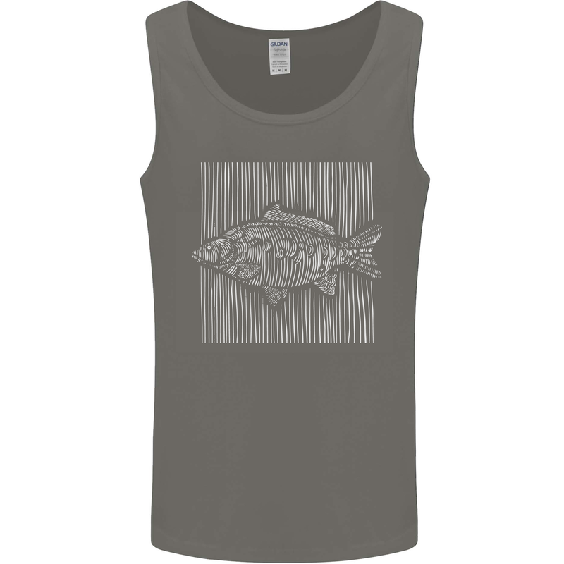 Carp Lines Fishing Fisherman Fish Angling Mens Vest Tank Top Charcoal