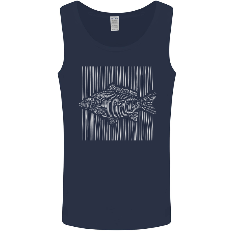 Carp Lines Fishing Fisherman Fish Angling Mens Vest Tank Top Navy Blue