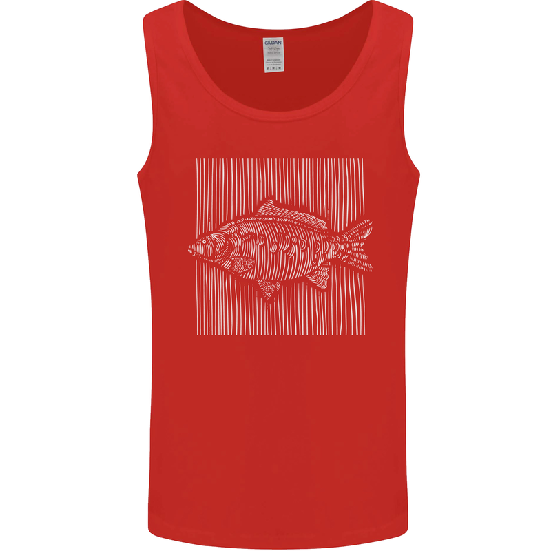 Carp Lines Fishing Fisherman Fish Angling Mens Vest Tank Top Red