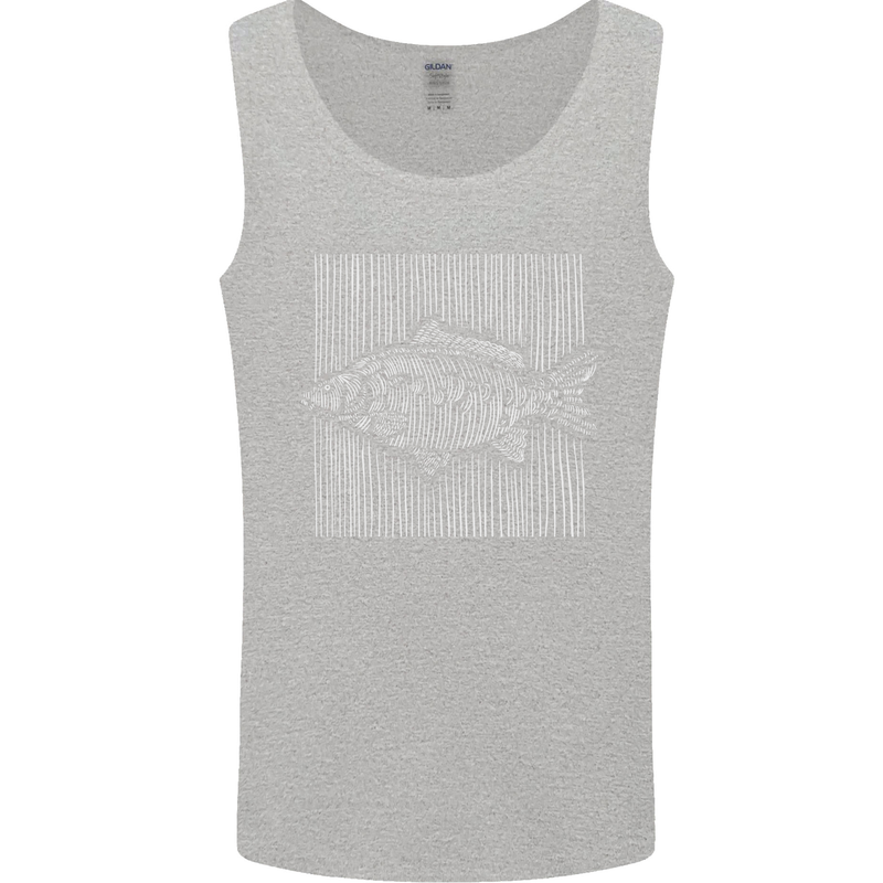 Carp Lines Fishing Fisherman Fish Angling Mens Vest Tank Top Sports Grey