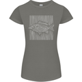 Carp Lines Fishing Fisherman Fish Angling Womens Petite Cut T-Shirt Charcoal