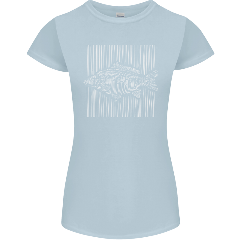 Carp Lines Fishing Fisherman Fish Angling Womens Petite Cut T-Shirt Light Blue