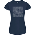 Carp Lines Fishing Fisherman Fish Angling Womens Petite Cut T-Shirt Navy Blue