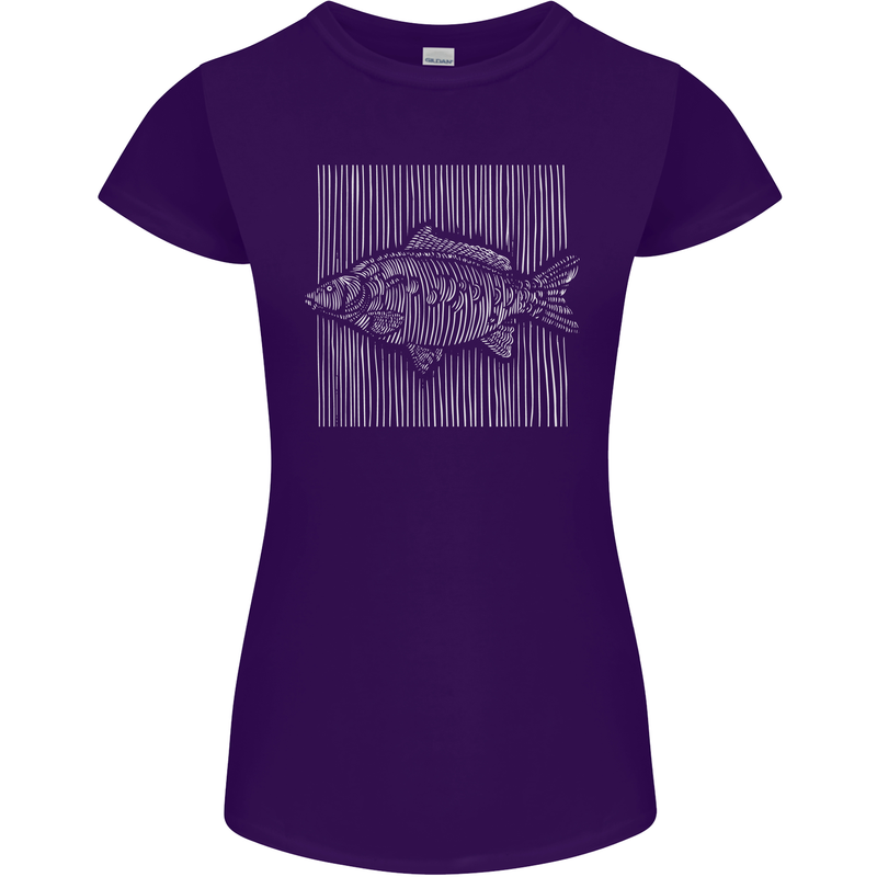 Carp Lines Fishing Fisherman Fish Angling Womens Petite Cut T-Shirt Purple