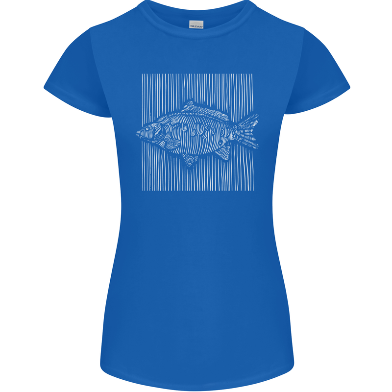 Carp Lines Fishing Fisherman Fish Angling Womens Petite Cut T-Shirt Royal Blue