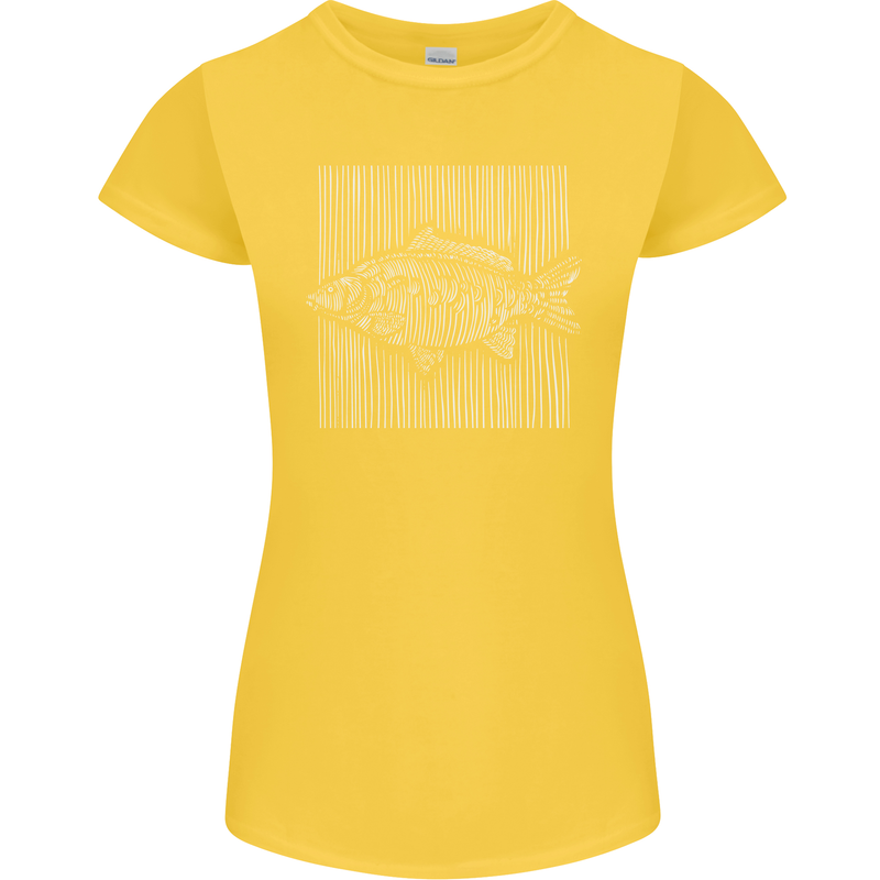 Carp Lines Fishing Fisherman Fish Angling Womens Petite Cut T-Shirt Yellow