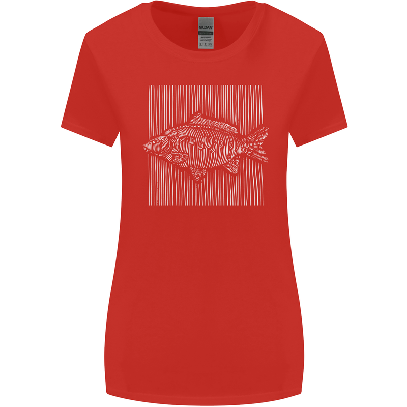 Carp Lines Fishing Fisherman Fish Angling Womens Wider Cut T-Shirt Red