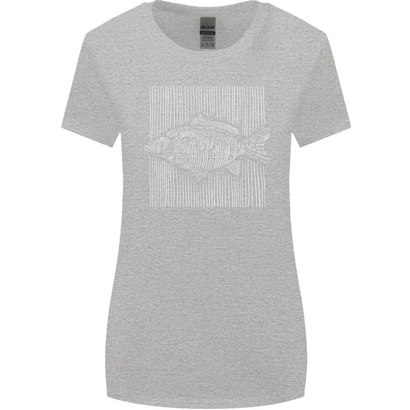 Carp Lines Fishing Fisherman Fish Angling Womens Wider Cut T-Shirt Sports Grey