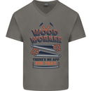 Carpenter Woodworker No App For That Mens V-Neck Cotton T-Shirt Charcoal