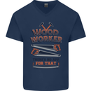 Carpenter Woodworker No App For That Mens V-Neck Cotton T-Shirt Navy Blue