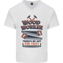 Carpenter Woodworker No App For That Mens V-Neck Cotton T-Shirt White