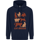 Cat Breeds Childrens Kids Hoodie Navy Blue
