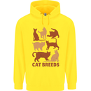 Cat Breeds Childrens Kids Hoodie Yellow