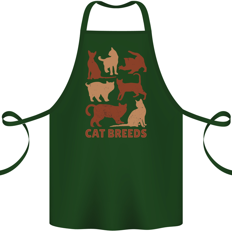 Cat Breeds Cotton Apron 100% Organic Forest Green