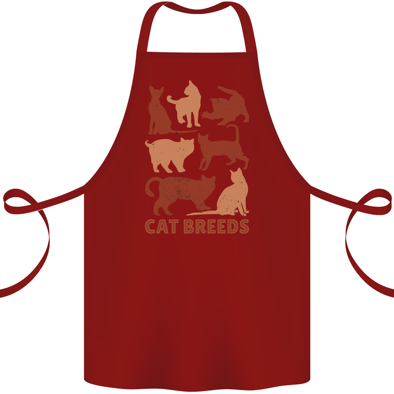 Cat Breeds Cotton Apron 100% Organic Maroon