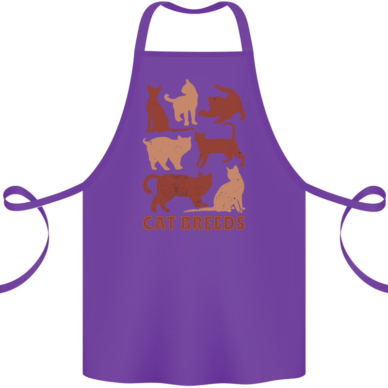 Cat Breeds Cotton Apron 100% Organic Purple