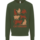 Cat Breeds Kids Sweatshirt Jumper Forest Green